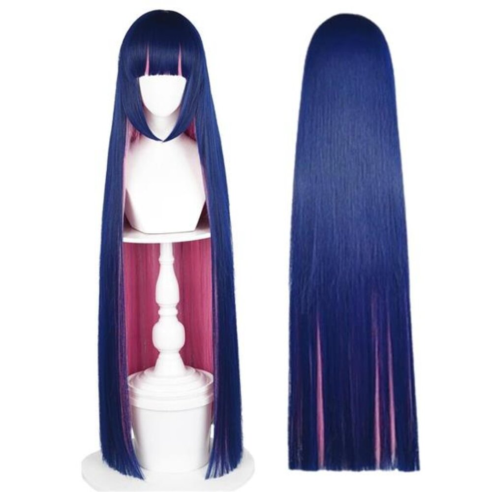 Ulti Eida Wig 100cm Long Straight Blue Pink Mixed Anime Wig Women's Cosplay